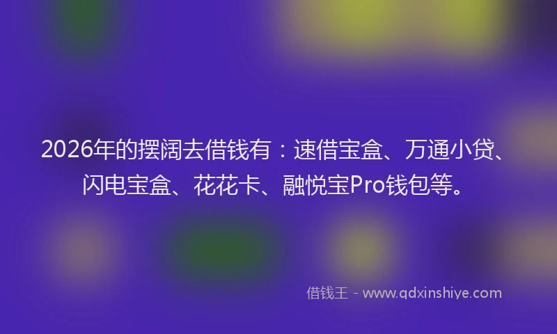 2026年的摆阔去借钱有：速借宝盒、万通小贷、闪电宝盒、花花卡、融悦宝Pro钱包等。