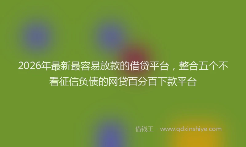2026年最新最容易放款的借贷平台，整合五个不看征信负债的网贷百分百下款平台