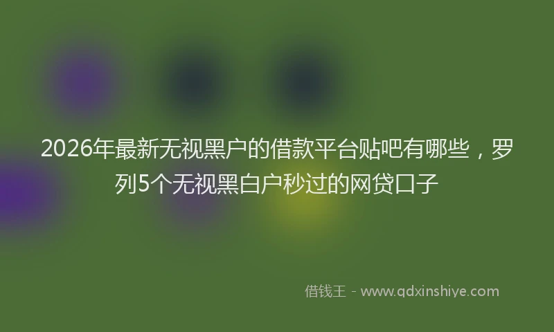 2026年最新无视黑户的借款平台贴吧有哪些，罗列5个无视黑白户秒过的网贷口子
