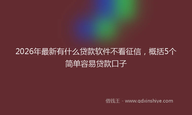 2026年最新有什么贷款软件不看征信，概括5个简单容易贷款口子