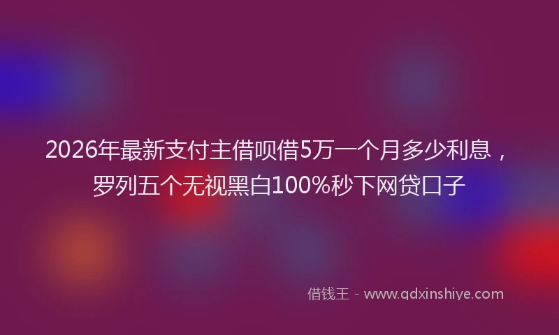 2026年最新支付主借呗借5万一个月多少利息，罗列五个无视黑白100%秒下网贷口子