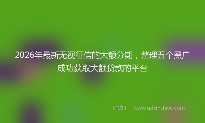 2026年最新无视征信的大额分期，整理五个黑户成功获取大额贷款的平台