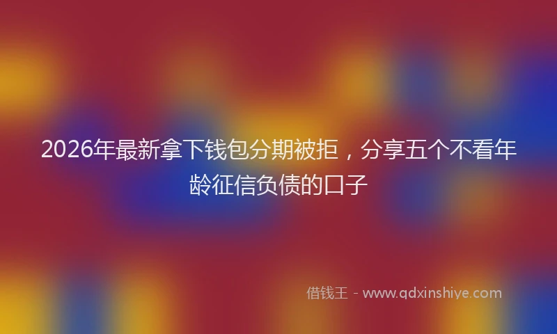 2026年最新拿下钱包分期被拒，分享五个不看年龄征信负债的口子