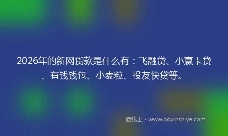 2026年的新网货款是什么有：飞融贷、小赢卡贷、有钱钱包、小麦粒、投友快贷等。