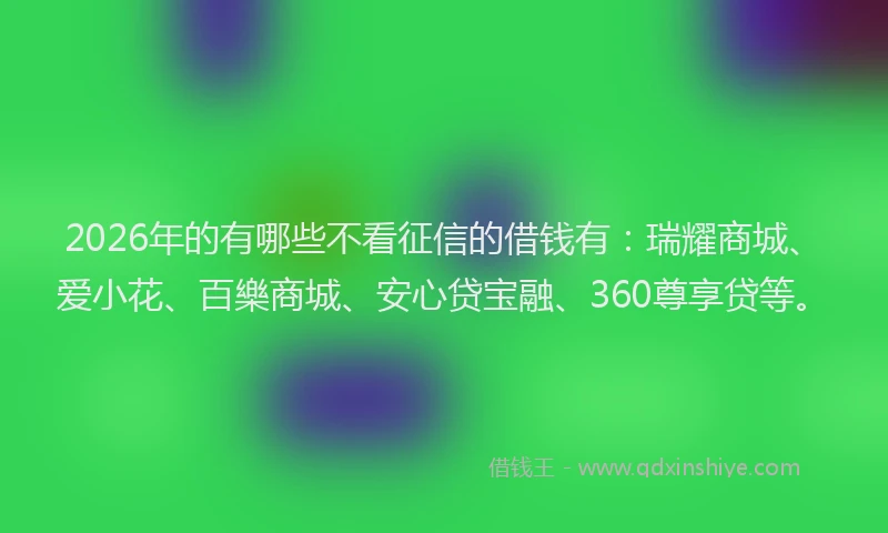 2026年的有哪些不看征信的借钱有：瑞耀商城、爱小花、百樂商城、安心贷宝融、360尊享贷等。