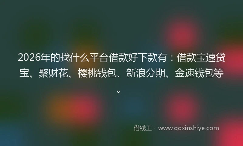 2026年的找什么平台借款好下款有：借款宝速贷宝、聚财花、樱桃钱包、新浪分期、金速钱包等。