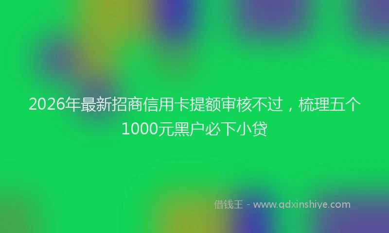 2026年最新招商信用卡提额审核不过，梳理五个1000元黑户必下小贷
