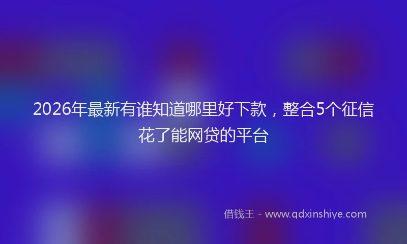 2026年最新有谁知道哪里好下款，整合5个征信花了能网贷的平台