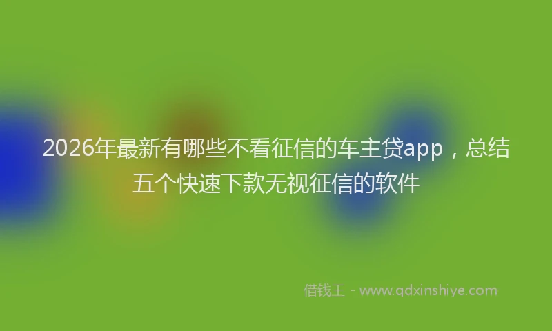 2026年最新有哪些不看征信的车主贷app，总结五个快速下款无视征信的软件