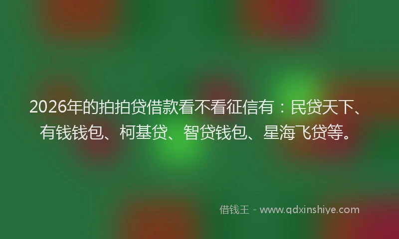 2026年的拍拍贷借款看不看征信有：民贷天下、有钱钱包、柯基贷、智贷钱包、星海飞贷等。