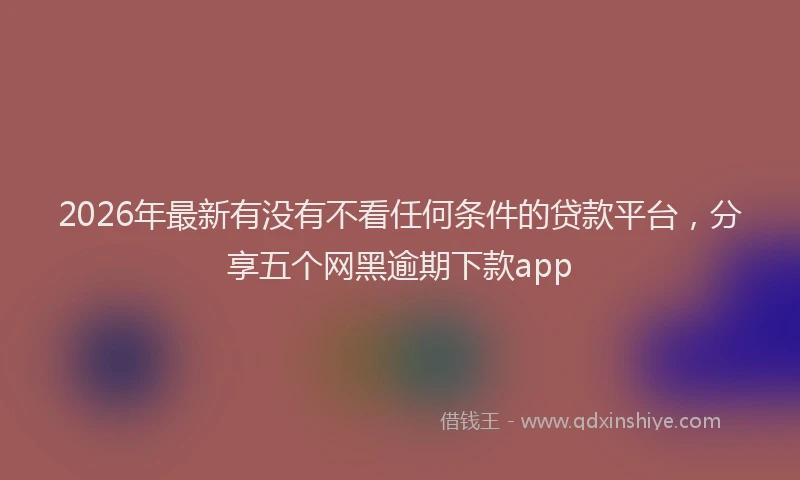 2026年最新有没有不看任何条件的贷款平台，分享五个网黑逾期下款app