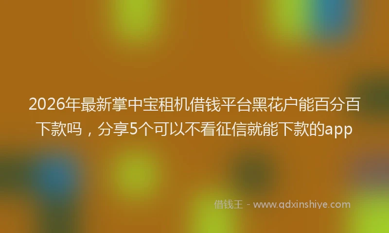2026年最新掌中宝租机借钱平台黑花户能百分百下款吗，分享5个可以不看征信就能下款的app