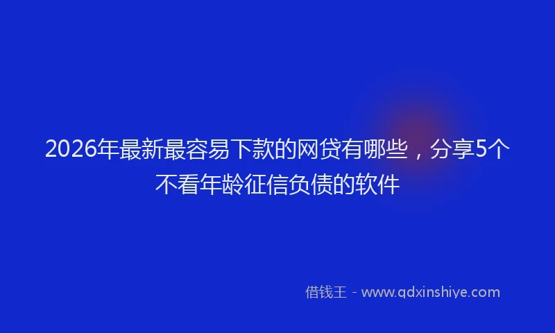 2026年最新最容易下款的网贷有哪些，分享5个不看年龄征信负债的软件