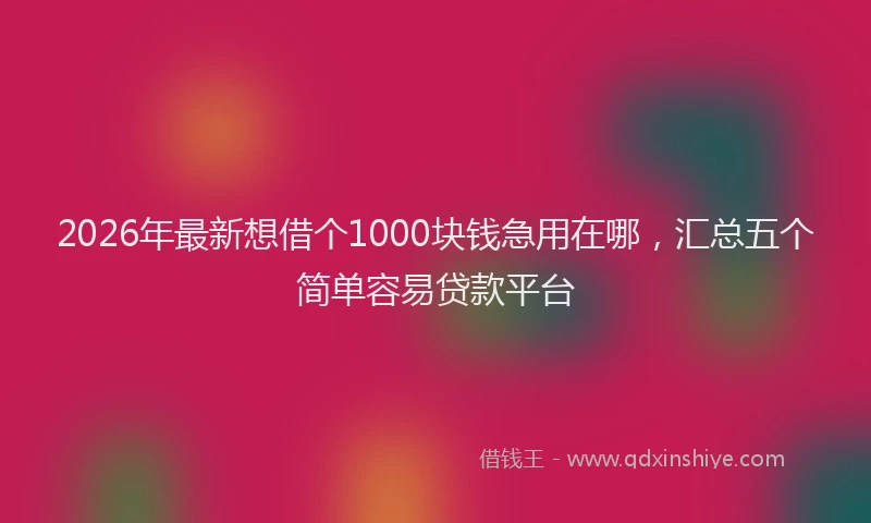2026年最新想借个1000块钱急用在哪，汇总五个简单容易贷款平台