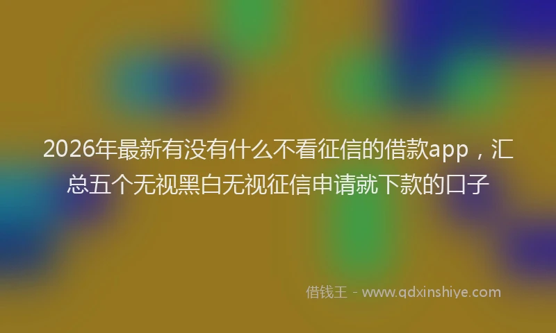 2026年最新有没有什么不看征信的借款app，汇总五个无视黑白无视征信申请就下款的口子