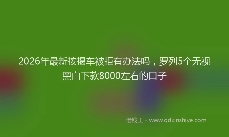 2026年最新按揭车被拒有办法吗，罗列5个无视黑白下款8000左右的口子