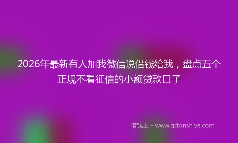 2026年最新有人加我微信说借钱给我，盘点五个正规不看征信的小额贷款口子