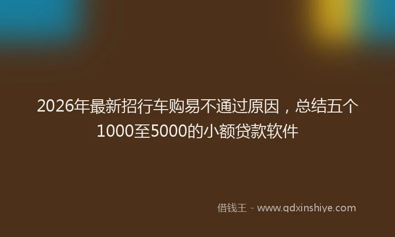 2026年最新招行车购易不通过原因，总结五个1000至5000的小额贷款软件