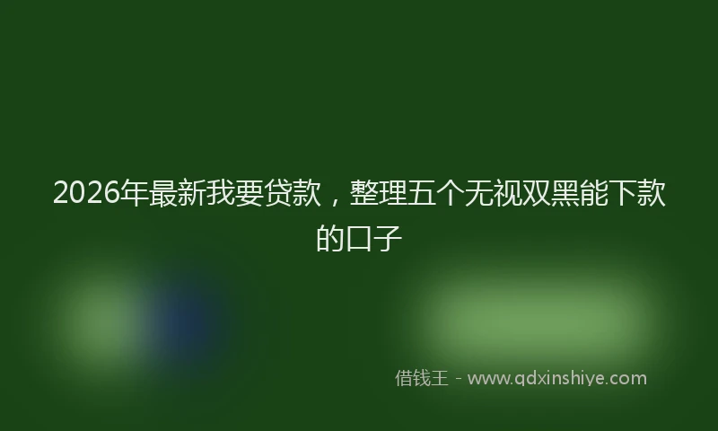 2026年最新我要贷款，整理五个无视双黑能下款的口子