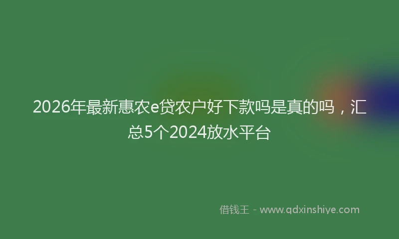 2026年最新惠农e贷农户好下款吗是真的吗，汇总5个2024放水平台