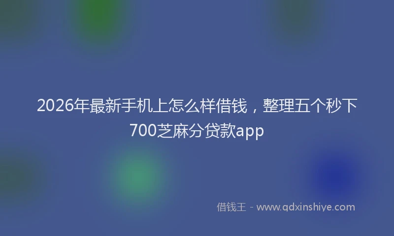 2026年最新手机上怎么样借钱，整理五个秒下700芝麻分贷款app