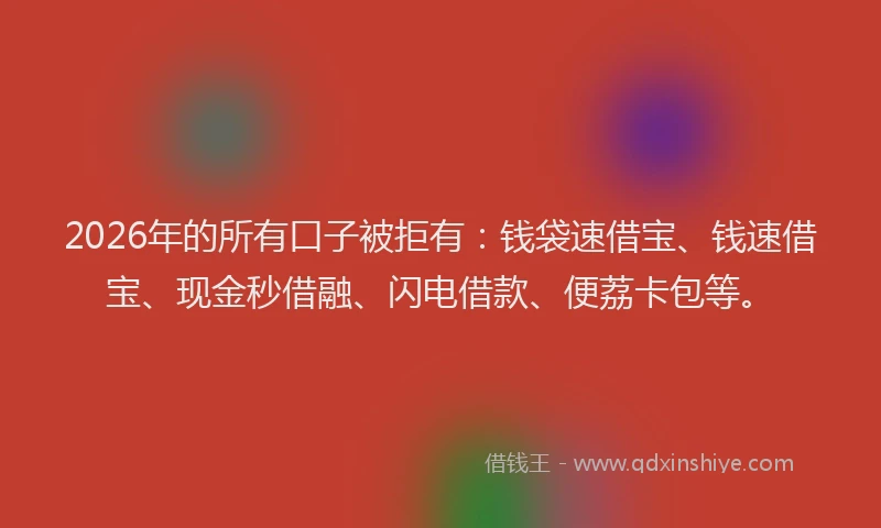 2026年的所有口子被拒有：钱袋速借宝、钱速借宝、现金秒借融、闪电借款、便荔卡包等。