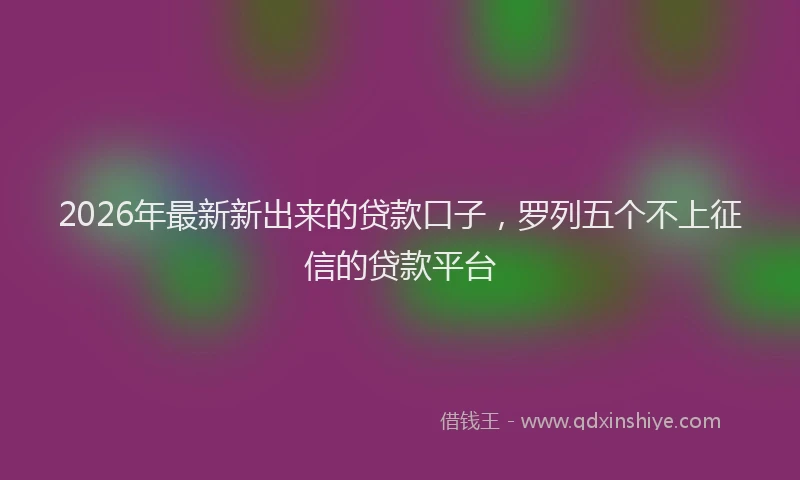 2026年最新新出来的贷款口子，罗列五个不上征信的贷款平台
