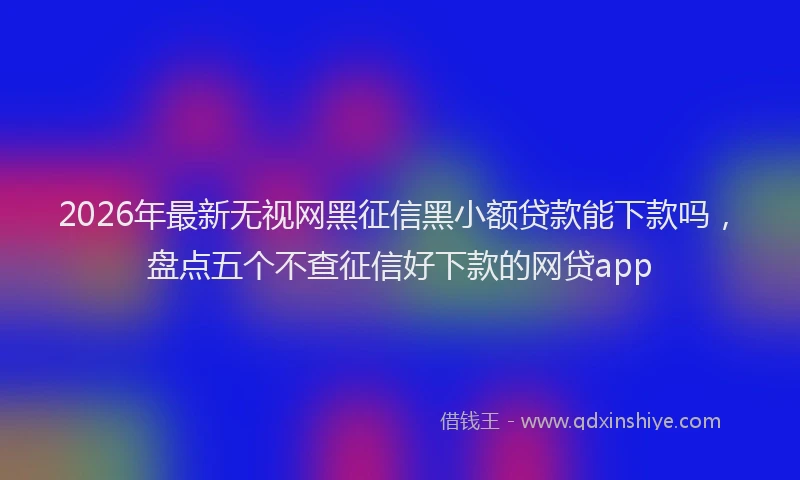 2026年最新无视网黑征信黑小额贷款能下款吗，盘点五个不查征信好下款的网贷app