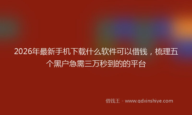 2026年最新手机下载什么软件可以借钱，梳理五个黑户急需三万秒到的的平台