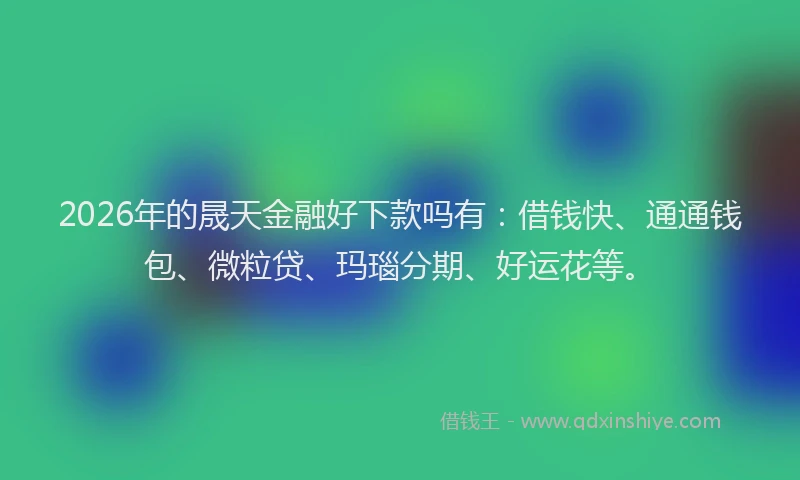 2026年的晟天金融好下款吗有：借钱快、通通钱包、微粒贷、玛瑙分期、好运花等。