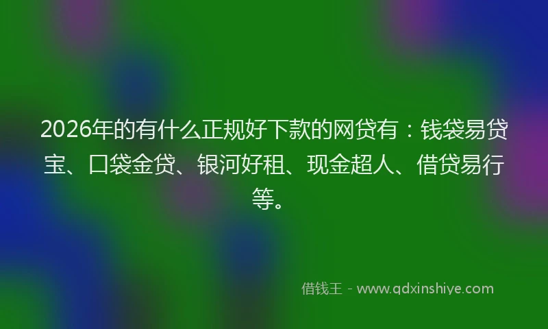 2026年的有什么正规好下款的网贷有：钱袋易贷宝、口袋金贷、银河好租、现金超人、借贷易行等。