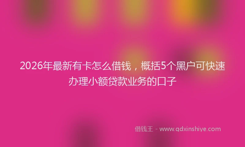 2026年最新有卡怎么借钱，概括5个黑户可快速办理小额贷款业务的口子