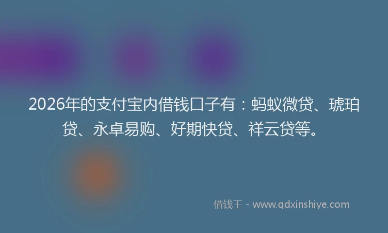 2026年的支付宝内借钱口子有：蚂蚁微贷、琥珀贷、永卓易购、好期快贷、祥云贷等。
