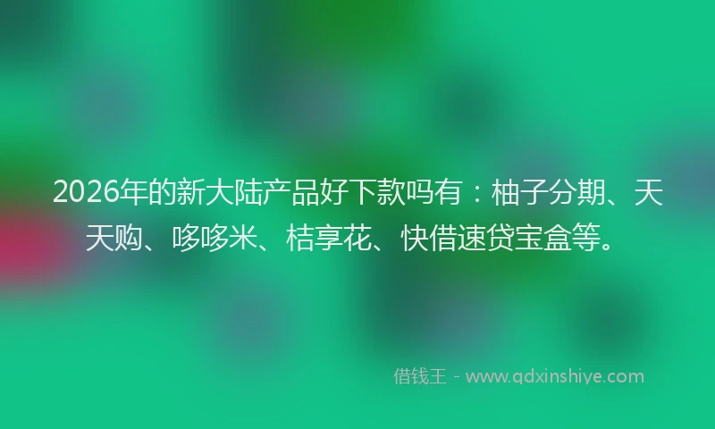 2026年的新大陆产品好下款吗有：柚子分期、天天购、哆哆米、桔享花、快借速贷宝盒等。