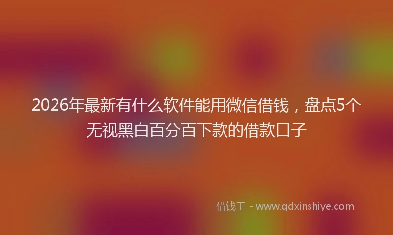 2026年最新有什么软件能用微信借钱，盘点5个无视黑白百分百下款的借款口子