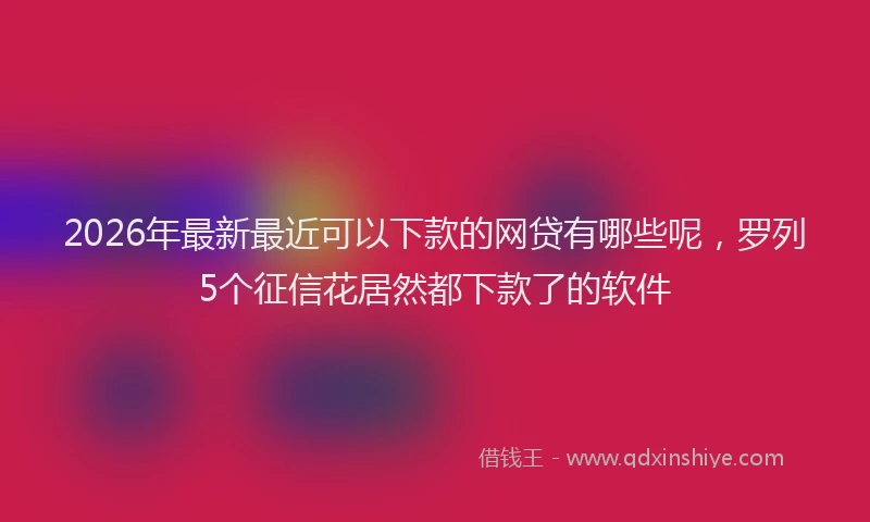 2026年最新最近可以下款的网贷有哪些呢，罗列5个征信花居然都下款了的软件