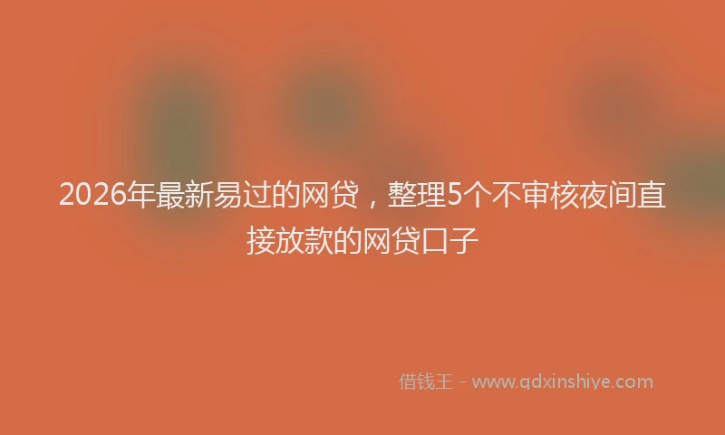 2026年最新易过的网贷，整理5个不审核夜间直接放款的网贷口子