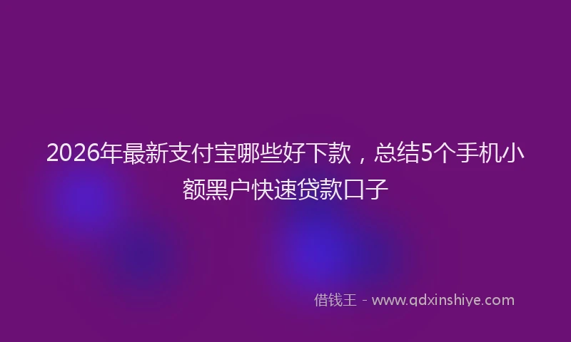 2026年最新支付宝哪些好下款，总结5个手机小额黑户快速贷款口子