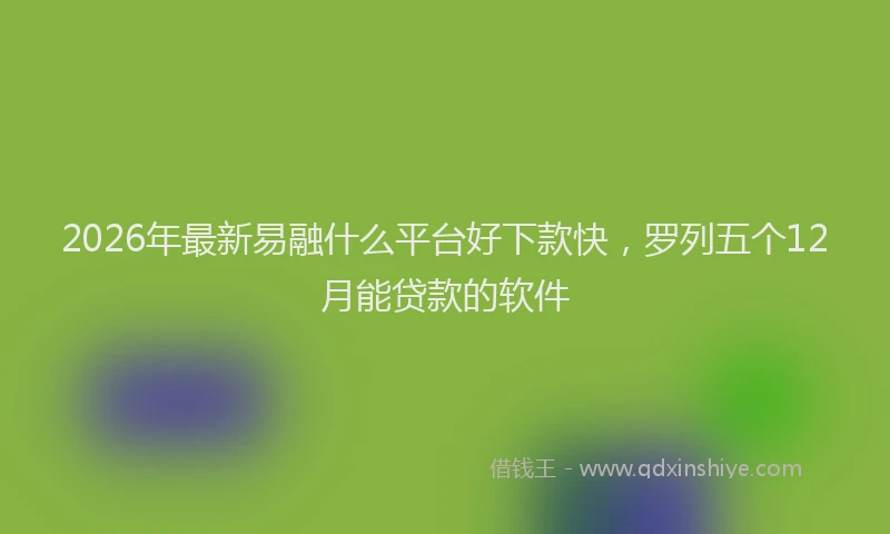 2026年最新易融什么平台好下款快，罗列五个12月能贷款的软件