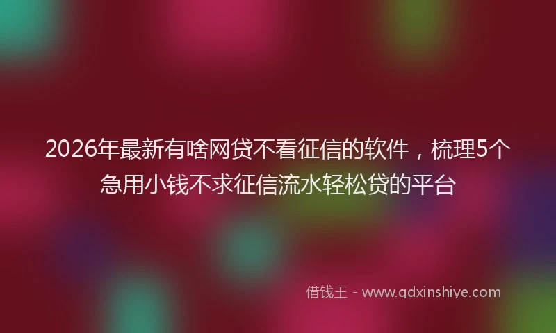 2026年最新有啥网贷不看征信的软件，梳理5个急用小钱不求征信流水轻松贷的平台