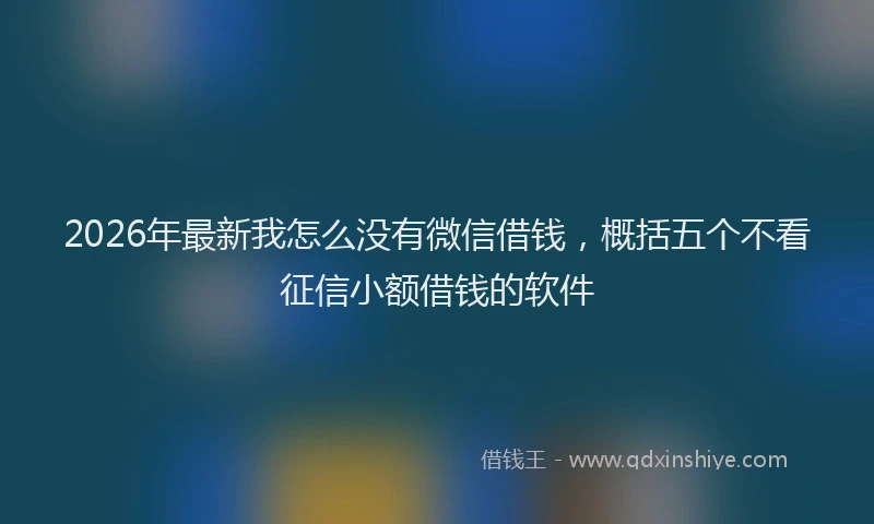 2026年最新我怎么没有微信借钱，概括五个不看征信小额借钱的软件