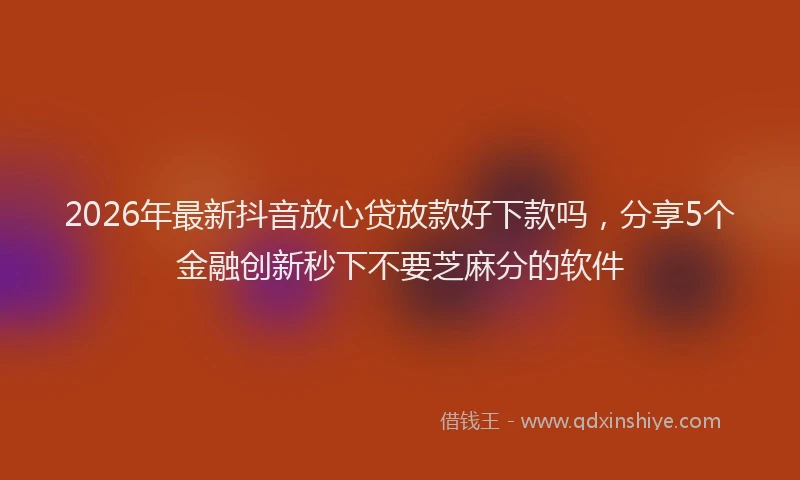 2026年最新抖音放心贷放款好下款吗，分享5个金融创新秒下不要芝麻分的软件