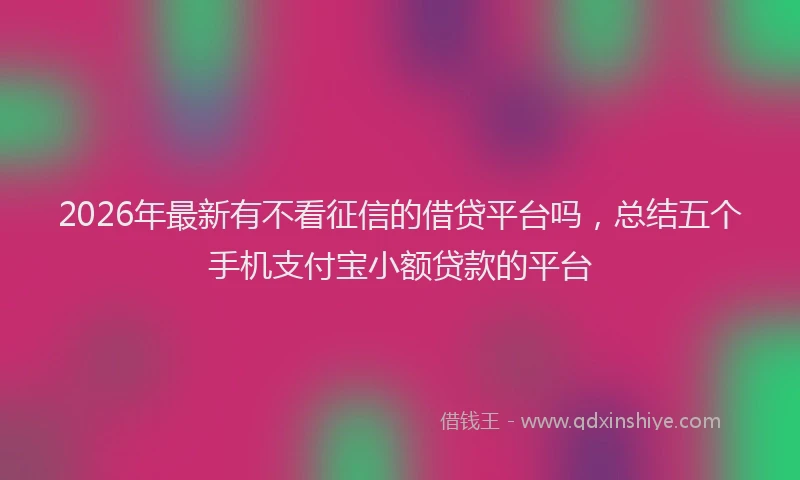 2026年最新有不看征信的借贷平台吗，总结五个手机支付宝小额贷款的平台