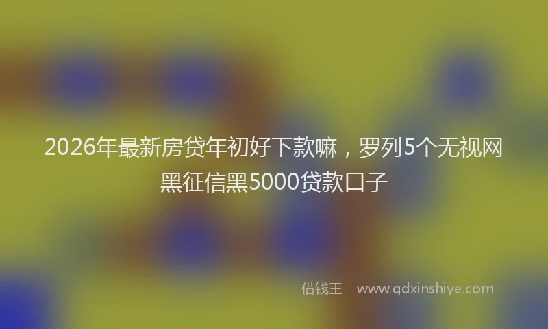 2026年最新房贷年初好下款嘛，罗列5个无视网黑征信黑5000贷款口子