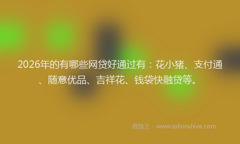 2026年的有哪些网贷好通过有：花小猪、支付通、随意优品、吉祥花、钱袋快融贷等。