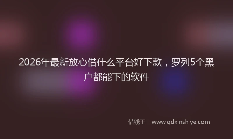 2026年最新放心借什么平台好下款，罗列5个黑户都能下的软件