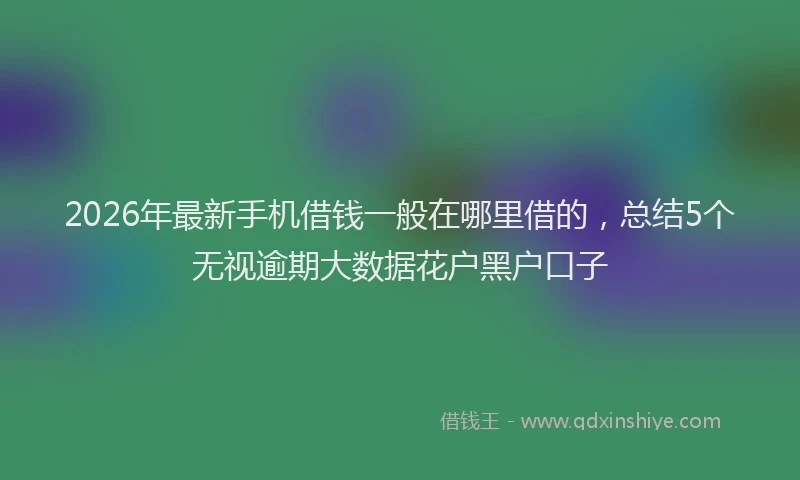 2026年最新手机借钱一般在哪里借的，总结5个无视逾期大数据花户黑户口子