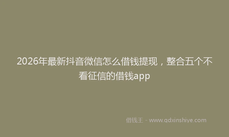 2026年最新抖音微信怎么借钱提现，整合五个不看征信的借钱app
