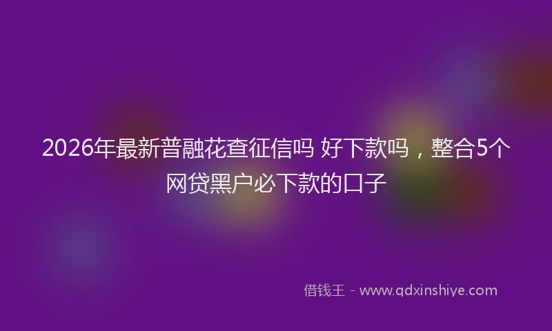 2026年最新普融花查征信吗 好下款吗，整合5个网贷黑户必下款的口子