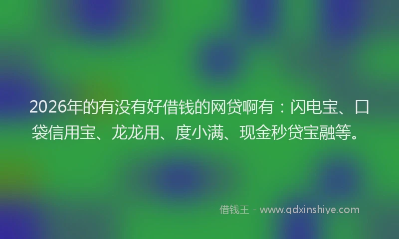 2026年的有没有好借钱的网贷啊有：闪电宝、口袋信用宝、龙龙用、度小满、现金秒贷宝融等。